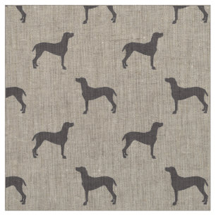 Graue Weimaraner Silhouetten auf weißem Stoff