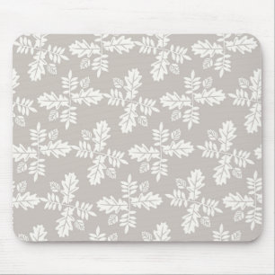 Graue weiße Blätter Vintage-Linien-Blattmuster Mousepad