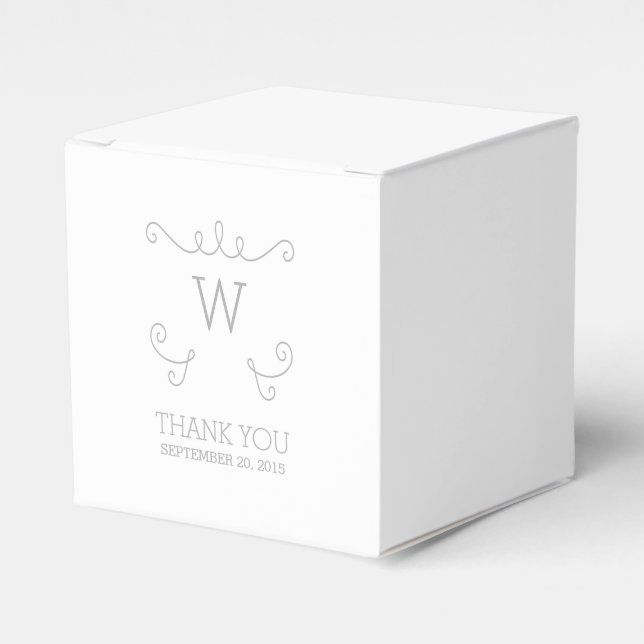 graue, weiße, Geblüht Monogramm-Vorzugstriche Geschenkschachtel (Vorderseite)
