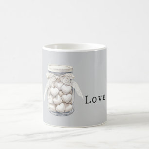 Graue Weiße Herzen Kaffeetasse