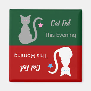 Graue/weiße Katze Gefüttert Erinnerung Magnet