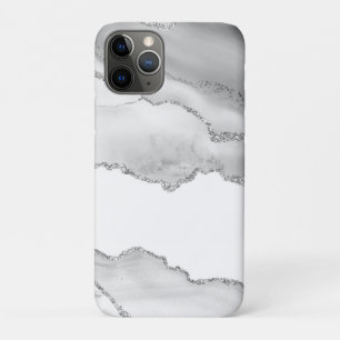 Graue weiße Marmor-Achat-Einfach-Silber-Glitter Case-Mate iPhone Hülle