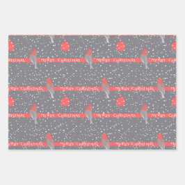 Graue, weiße Pinien Geschenkpapier Set