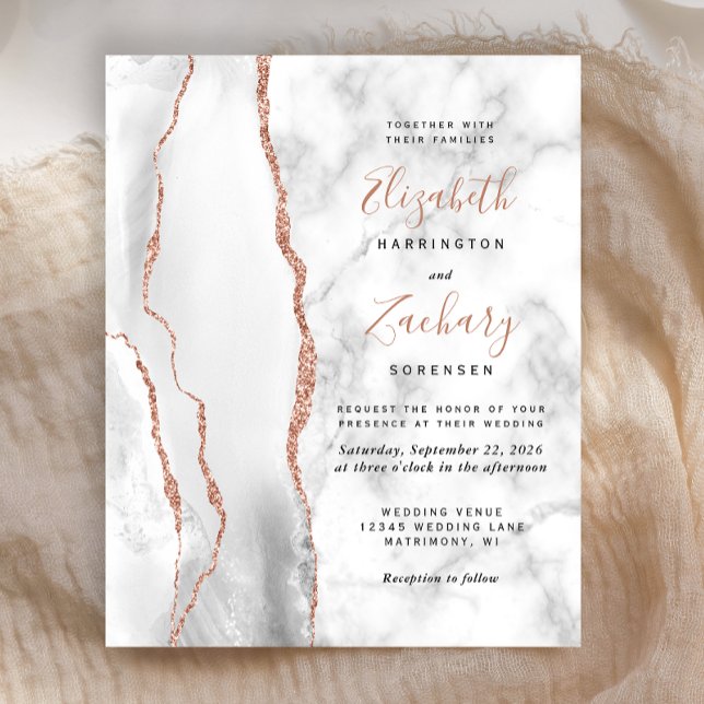 Graue, weiße Rose Gold Agate Marmor Hochzeit (Von Creator hochgeladen)