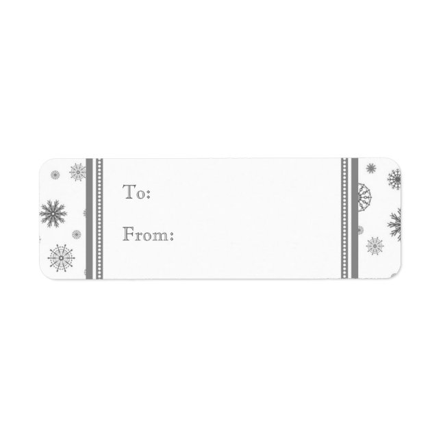Graue weiße Schnee Weihnachtsgeschenke Tag Labels (Vorne)