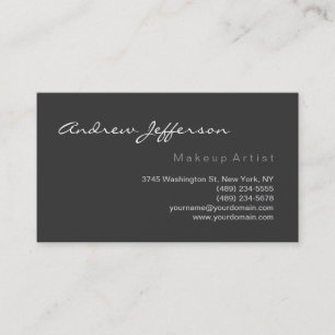 Graue weiße Script Makeup Artist Business Card Visitenkarte