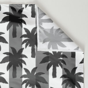 Graue, weiße tropische Palmen Streifen Design Stoff
