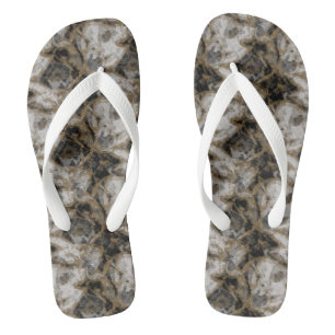 Graue, weiße und goldene Marmor Abstrakt Flip Flops