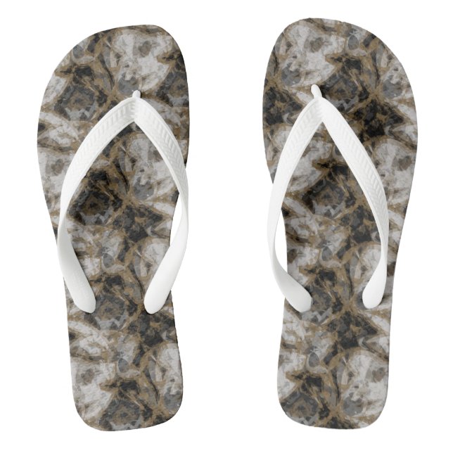Graue, weiße und goldene Marmor Abstrakt Flip Flops (Fußbett)