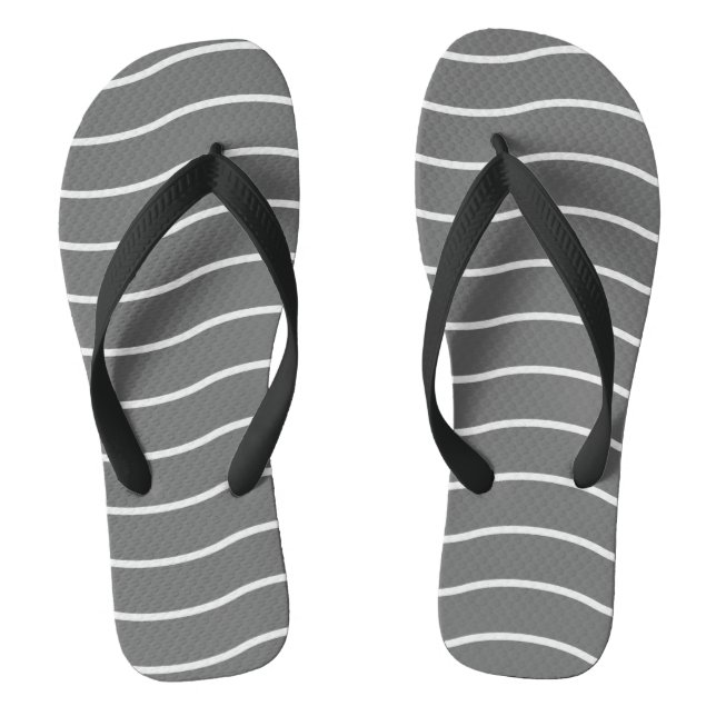 Graue, weiße Wellenmuster Flip Flops (Fußbett)
