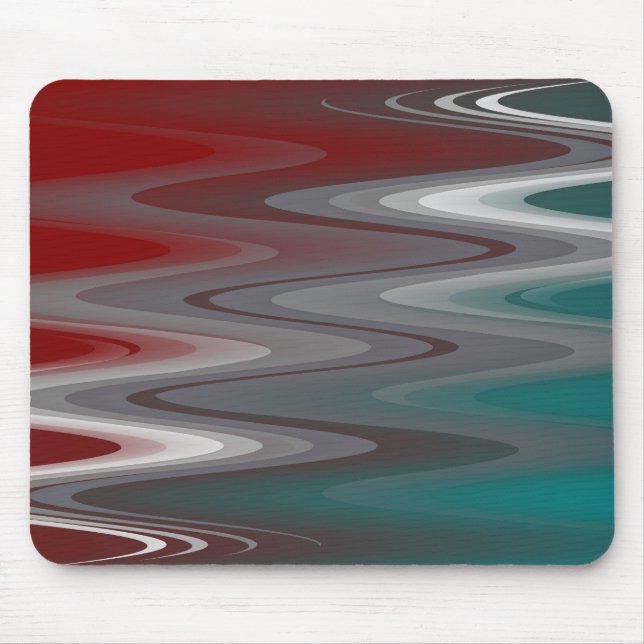 Graue Wellen auf Bordeaux aquamarin Mousepad (Vorne)