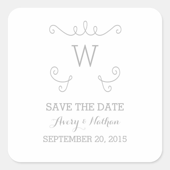 Graue Whimsical Blühte Save the Date Aufkleber (Vorderseite)