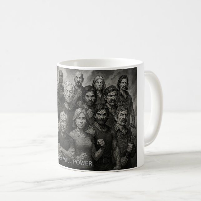 Graue Willenskraft-Kaffeetasse Kaffeetasse (VorderseiteRechts)