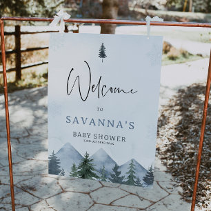 Graue Willkommensschilder für Baby Shower im Winte Fotodruck
