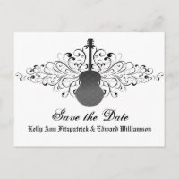 Graue Wirbel Gitarre Save the Date Postkarte
