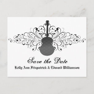Graue Wirbel Gitarre Save the Date Postkarte