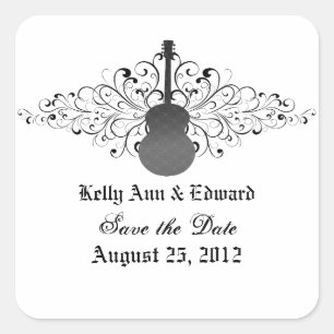 Graue Wirbel Gitarre Save the Date Stickers