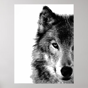 Graue Wolf Eye Artwork Poster Print