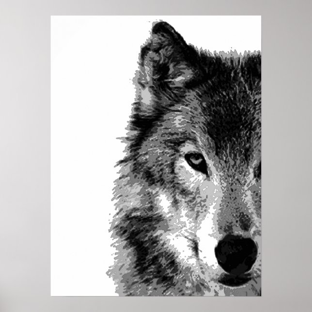 Graue Wolf Eye Artwork Poster Print (Vorne)
