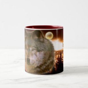 Graue Wolf & Forest Moon Tasse