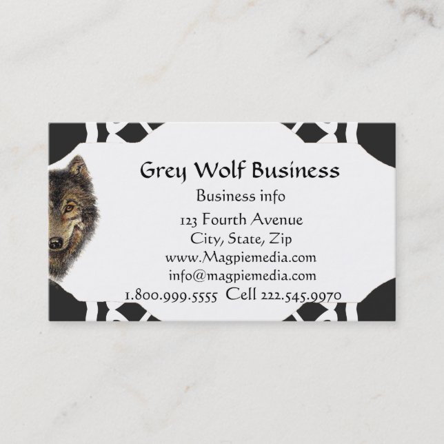 Graue Wolf Lodge Business Custom Business Card Visitenkarte (Vorderseite)