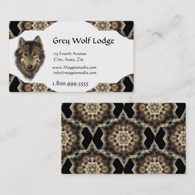Graue Wolf Lodge Custom Business Card Visitenkarte (Vorne/Hinten)