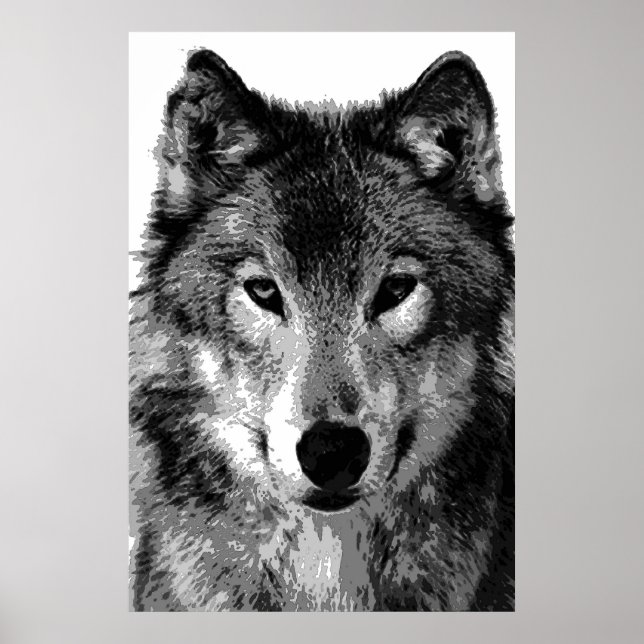 Graue Wolf Poster Print (Vorne)