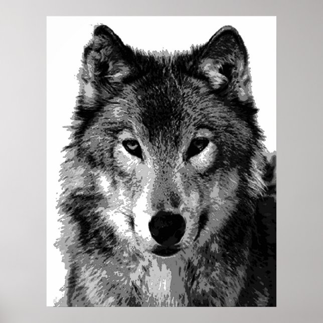 Graue Wolf Poster Print (Vorne)