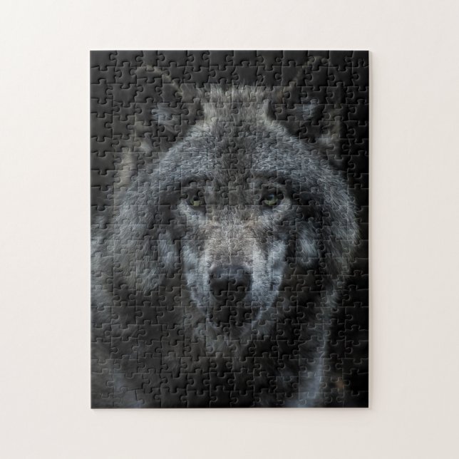 Graue Wolf Waldtiere Wildtiere Natur Nah nachsehen Puzzle (Vertikal)