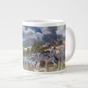 Graue Wölfe "Eine Familienreise" Jumbo-Tasse