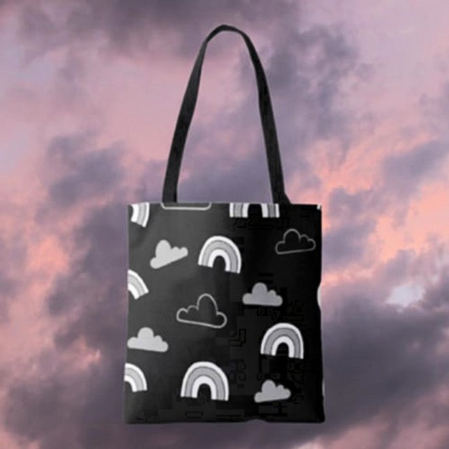 Graue Wolken und Regenbogen auf der Black Tote Tas (Von Creator hochgeladen)