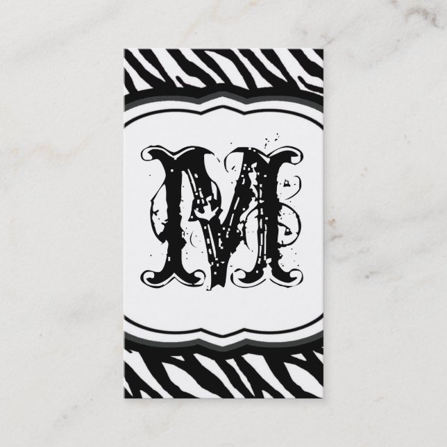 Graue Zebra Print Pattern Business Card Visitenkarte (Vorderseite)