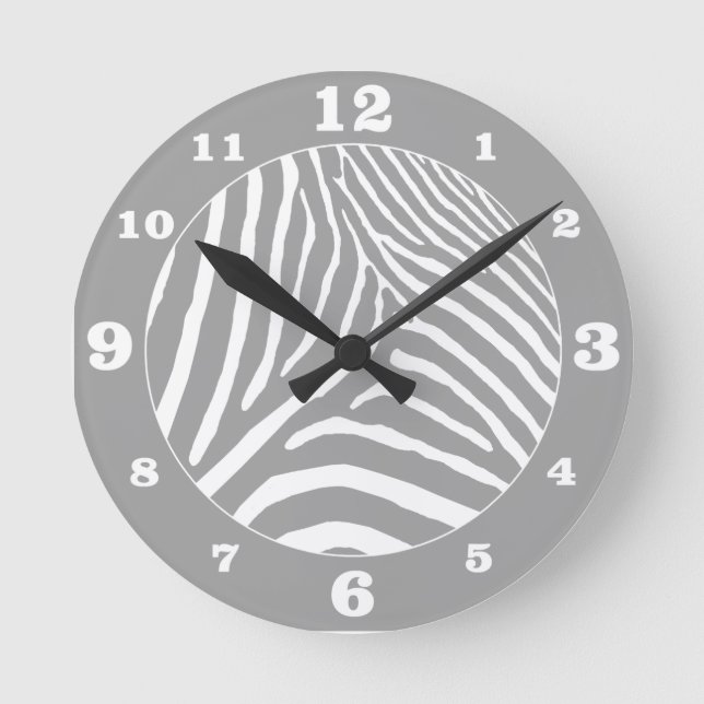 Graue Zebra Streifen Wählen Sie Ihre eigene farbli Runde Wanduhr (Vorderseite)