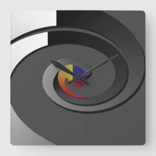 Graue zeitgenössische Wanduhr - 4 Kasten-Strudel