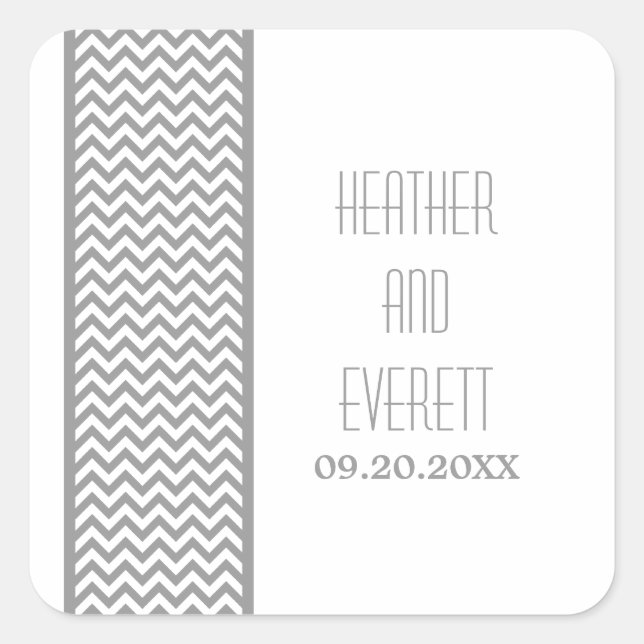 Graue Zickzack Border Wedding Stickers (Vorderseite)