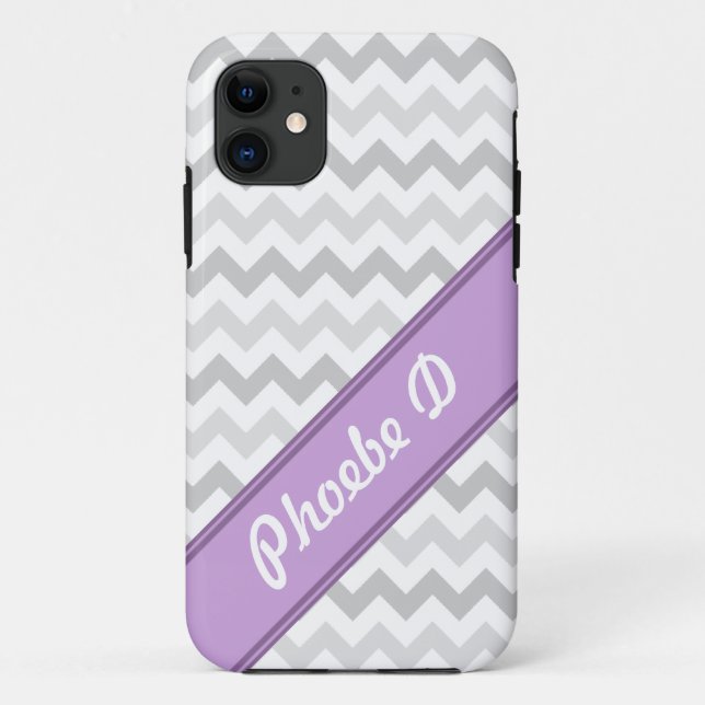 Graue Zickzack Lila personalisierte iPhone 5 Fall Case-Mate iPhone Hülle (Rückseite)