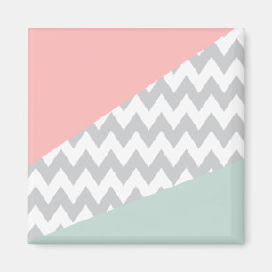 Graue Zickzack Minze und Koralle Magnet