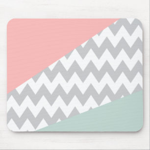 Graue Zickzack Minze und Korallen Mousepad
