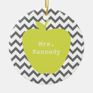 Graue Zickzack Neon Apple Lehrerin Keramikornament