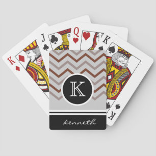 Graue, Zickzack schwarze Monogramm-Bezeichnung Spielkarten