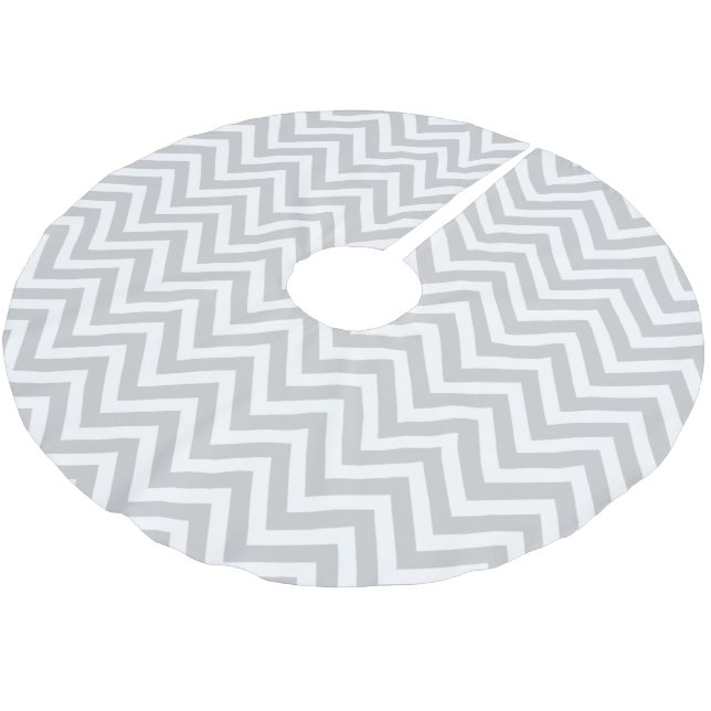Graue Zickzack Streifen Polyester Weihnachtsbaumdecke (Schrägansicht)