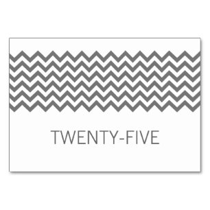 Graue Zickzack Tischkarte Tischnummer