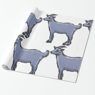 Graue Ziegen Skizze Rustikales Farmtier Geschenkpapier