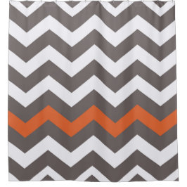 Graue Zigzags mit orangefarbenem Akzent Duschvorhang