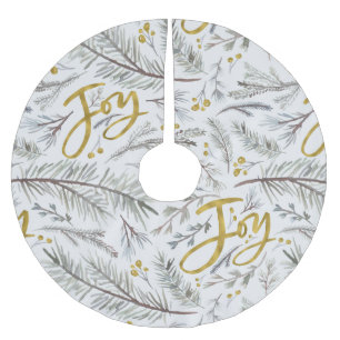 Graue Zwiebeln und Beeren Polyester Weihnachtsbaumdecke