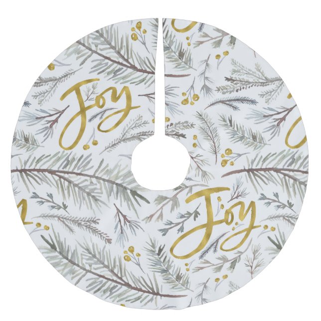 Graue Zwiebeln und Beeren Polyester Weihnachtsbaumdecke (Vorderseite)