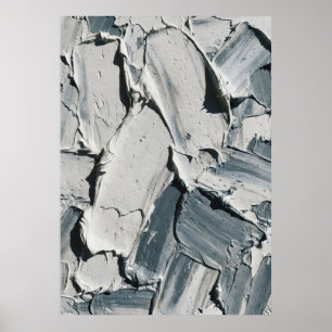 Grauer abstrakter Impasto-Kunstdruck   Palettenmes Poster