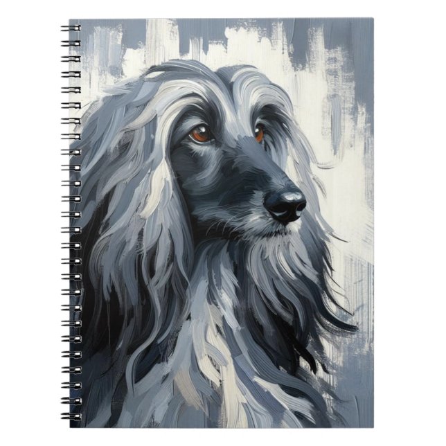 Grauer Afghane-Hound-Porträt Notizblock (Vorderseite)