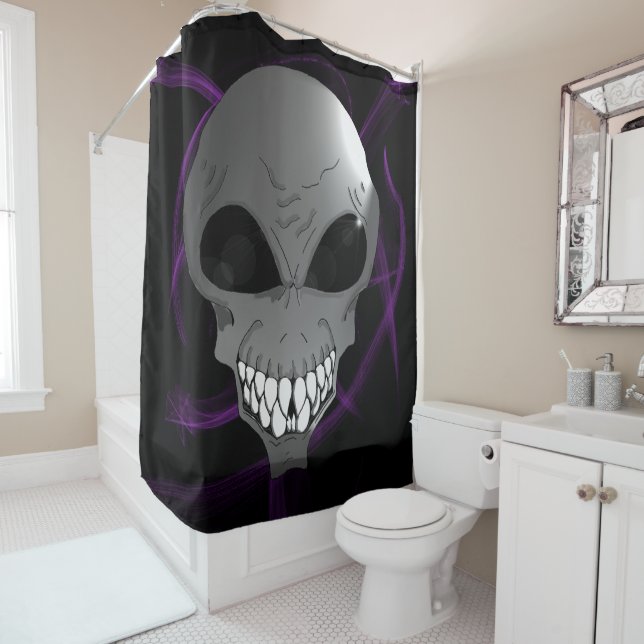 Grauer Alien Duschvorhang (Beispiel)