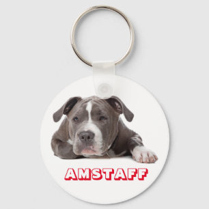 Grauer American Staffordshire Terrier Welpenhund Schlüsselanhänger